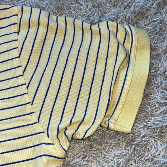 Masters Collection Mens Golf Polo Shirt Large Yellow Striped Mercerized Cotton M - Picture 11 of 13